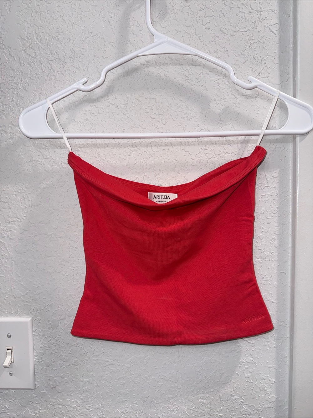 Aritzia Red Strapless Fold-Over Tube Top